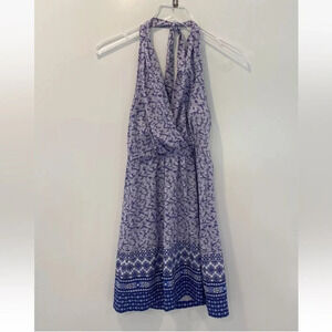 Athleta Printed Go Anywhere Halter‎ Dress Purple Womens Size 4 (1151)